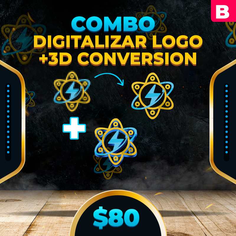 B. $80➡️Digitalizar logo actual + Convierte su Logo Actual a 3D