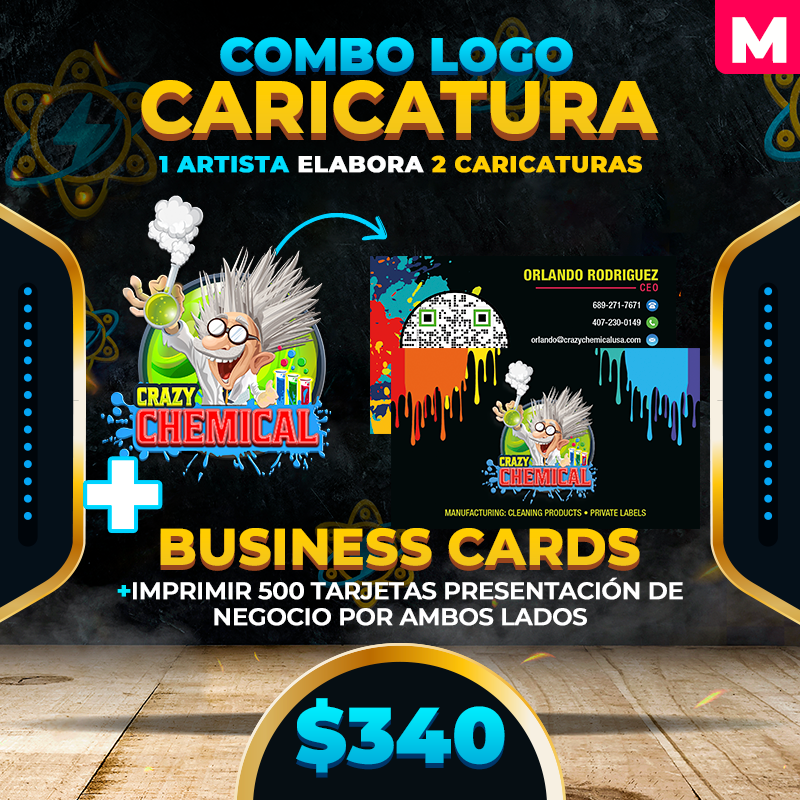 M. $340➡️Caricatura + Business Cards