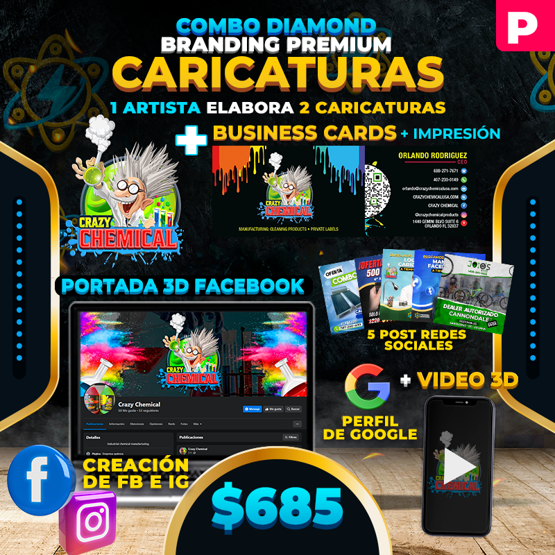 P. $685➡️ Diamond BRANDING PREMIUM Caricatura 👉