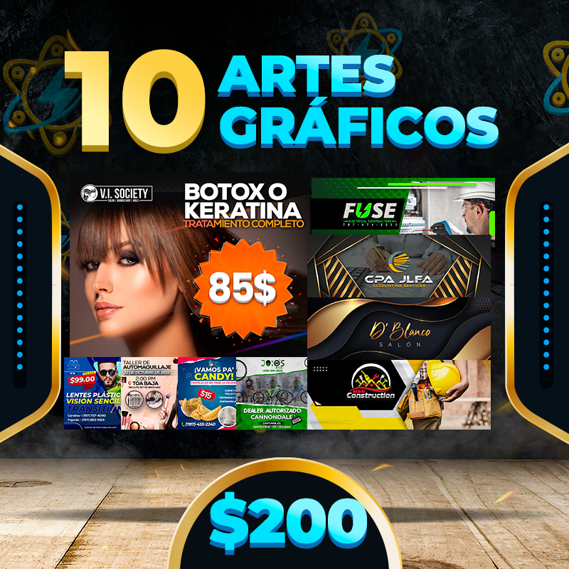 $200✅Creación de 10 Artes para post en las redes sociales
