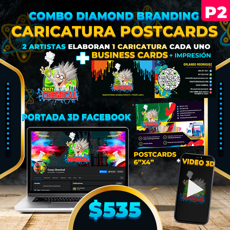P2. $535➡️ Diamond BRANDING PREMIUM Caricatura Post Cards👉