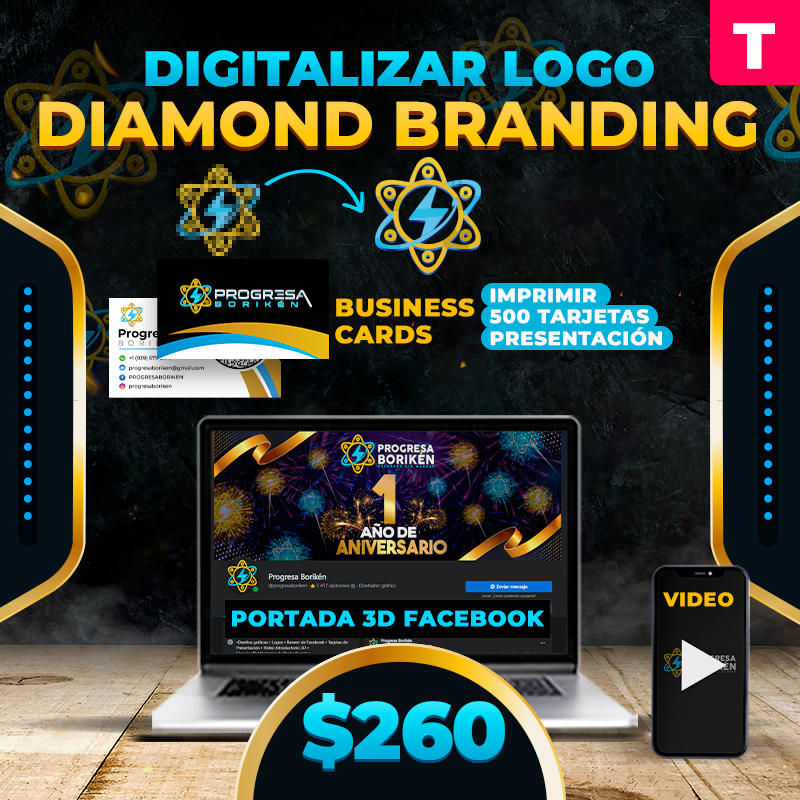 T. $260➡️Digitalizar Logo (Diamond Branding)