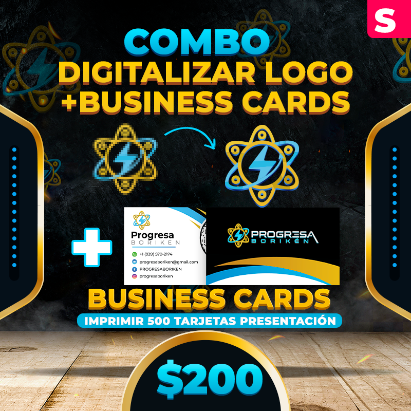 S. $200➡️Digitalizar Logo+Business Cards