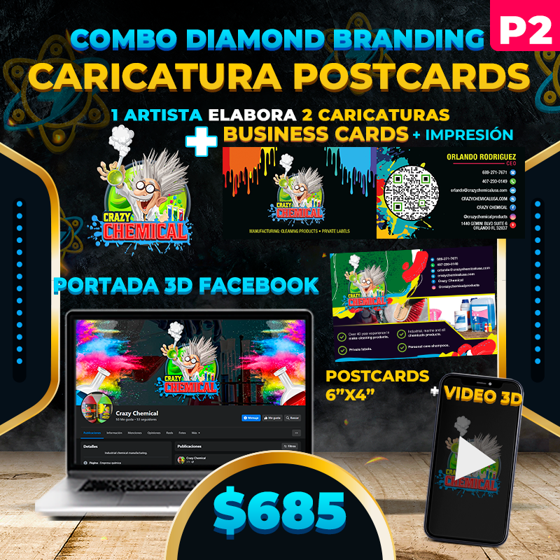 P2. $685➡️ Diamond BRANDING PREMIUM Caricatura Post Cards👉