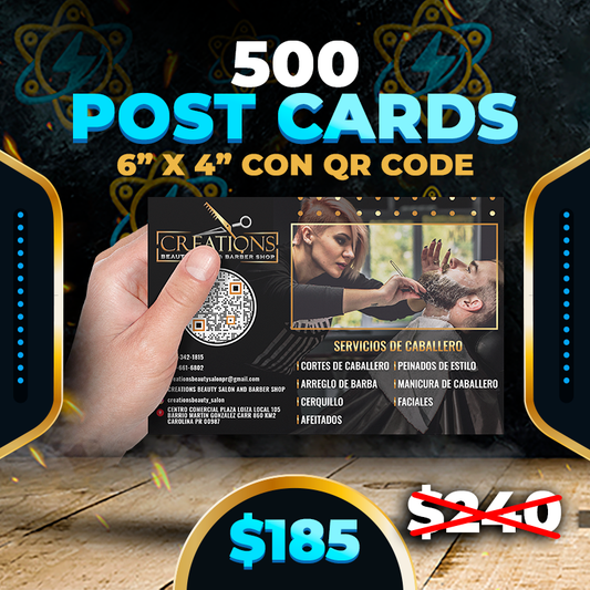 $185✅500 Diseño/Impreso de Post Cards 6"x 4"