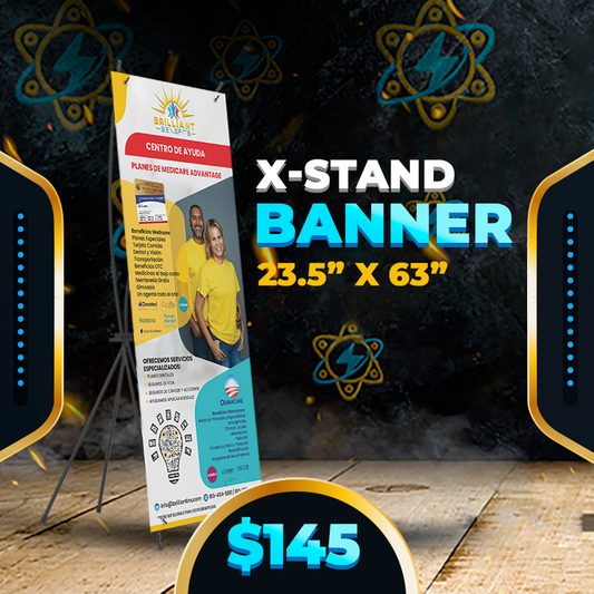 $145✅X - Stand Banner 23.5 x 63" con QR code