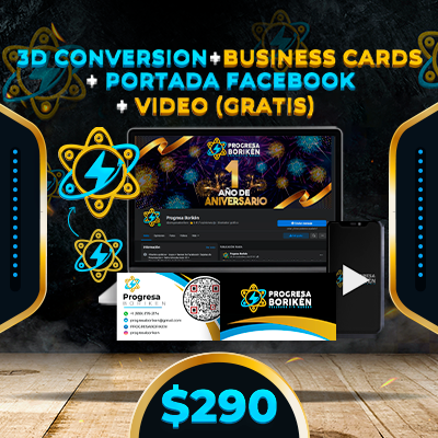 E. $220➡️3D Conversion+ Business Cards+ Portada Facebook+Video 3D (GRATIS)